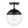 Golden Lighting Golden Lighting 3219-SF BLK-BLK 8 in. Dixon 1 Light Matte Black Semi-Flush Ceiling Light; Damp 3219-SF BLK-BLK